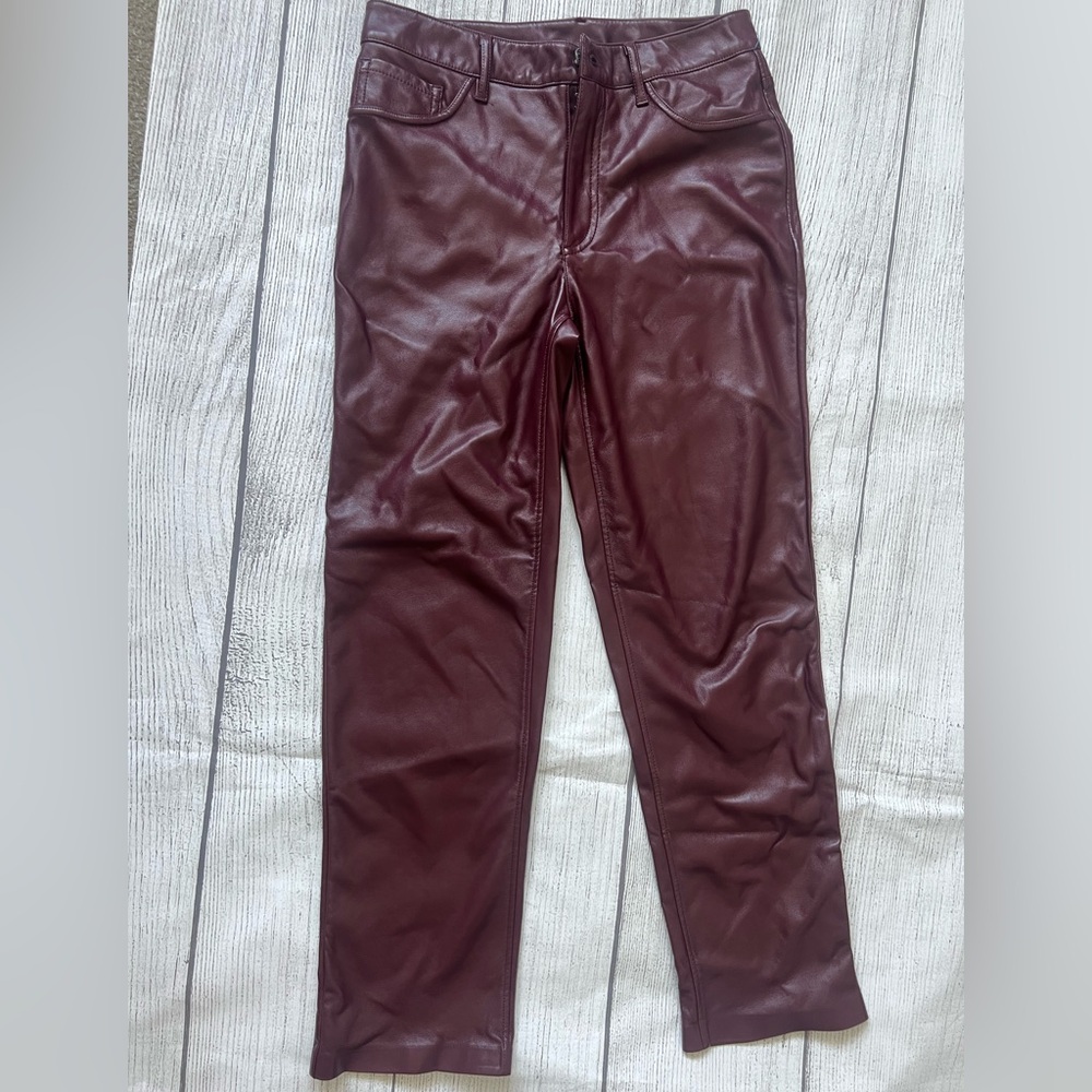 Joie Maroon Faux Leather Pants